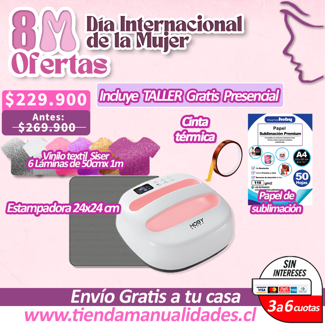 ODM-28- ESTAMPADORA HOBY ROSADA + TALLER PRESENCIAL - Envío Gratis - Entrega Inmediata