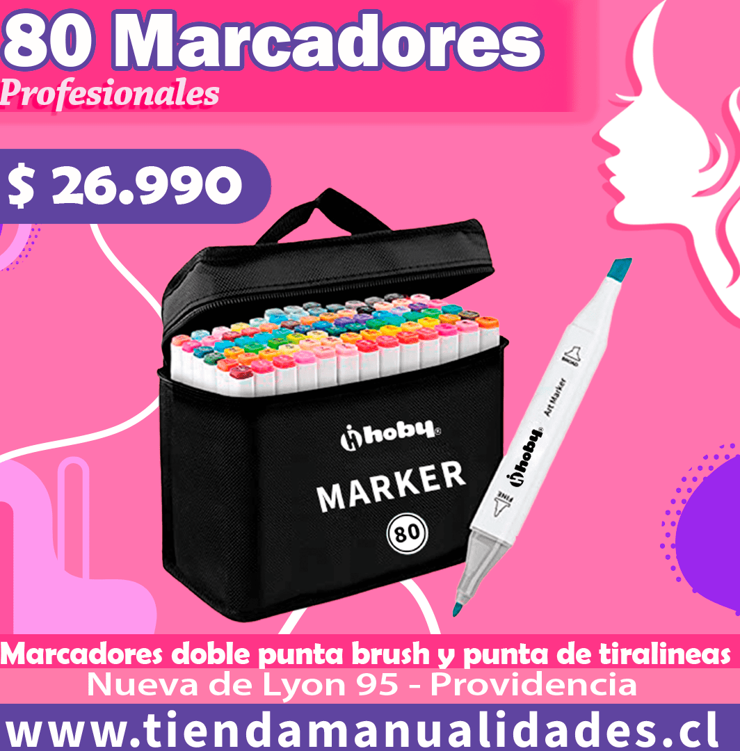 AMH 01-MARCADORES DOBLE PUNTA - 80 UNIDADES HOBY - ENTREGA INMEDIATA