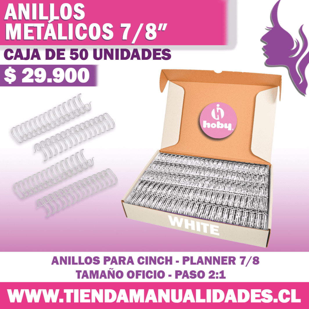 AP 01 Anillos Metálicos WHITE para Planners - 50 Unidades - HOBY