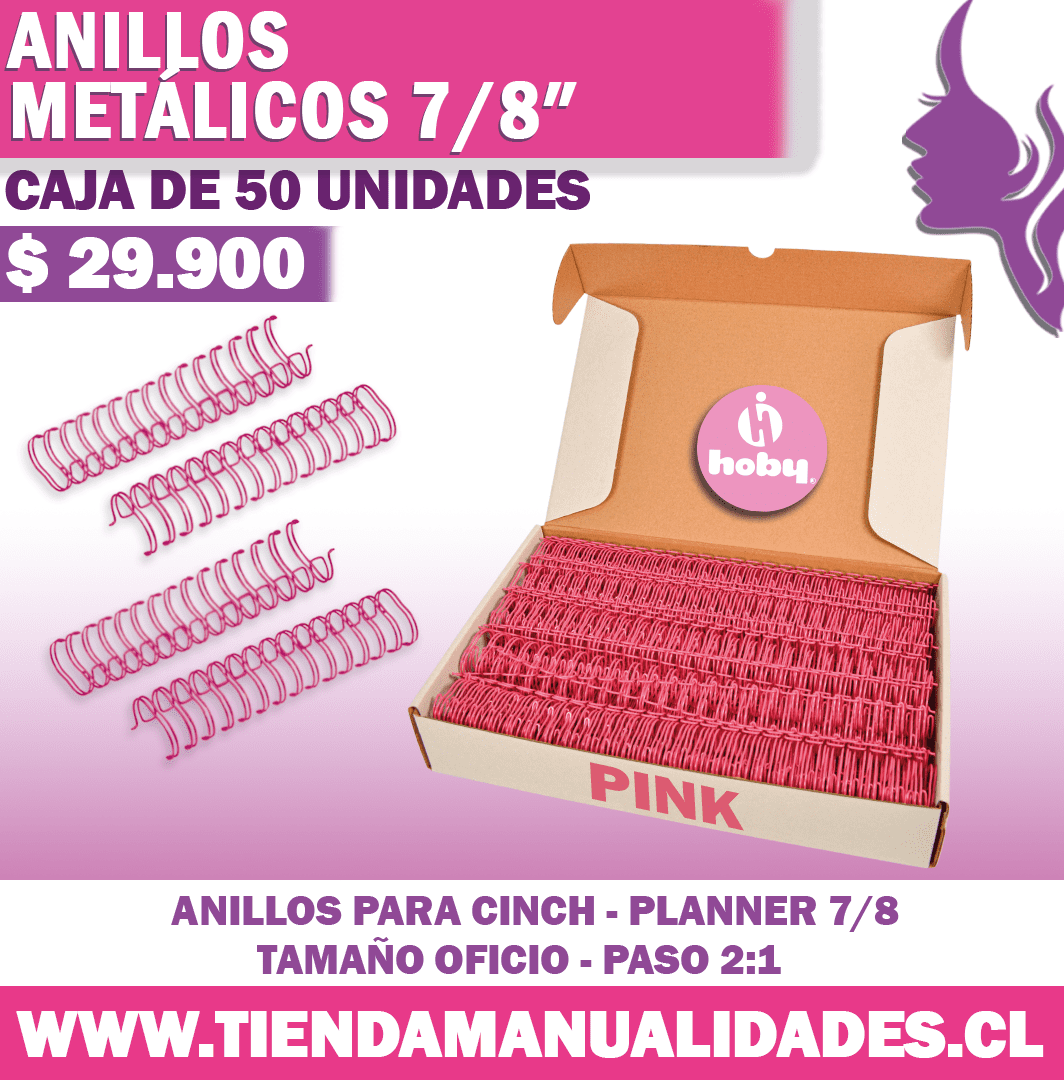 AP 08 Anillos Metálicos PINK para Planners - 50 Unidades- HOBY