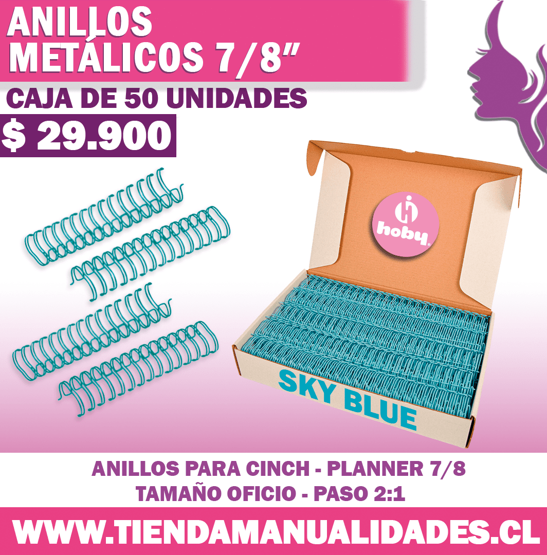 AP 10 Anillos Metálicos SKY BLUE para Planners - 50 Unidades- HOBY