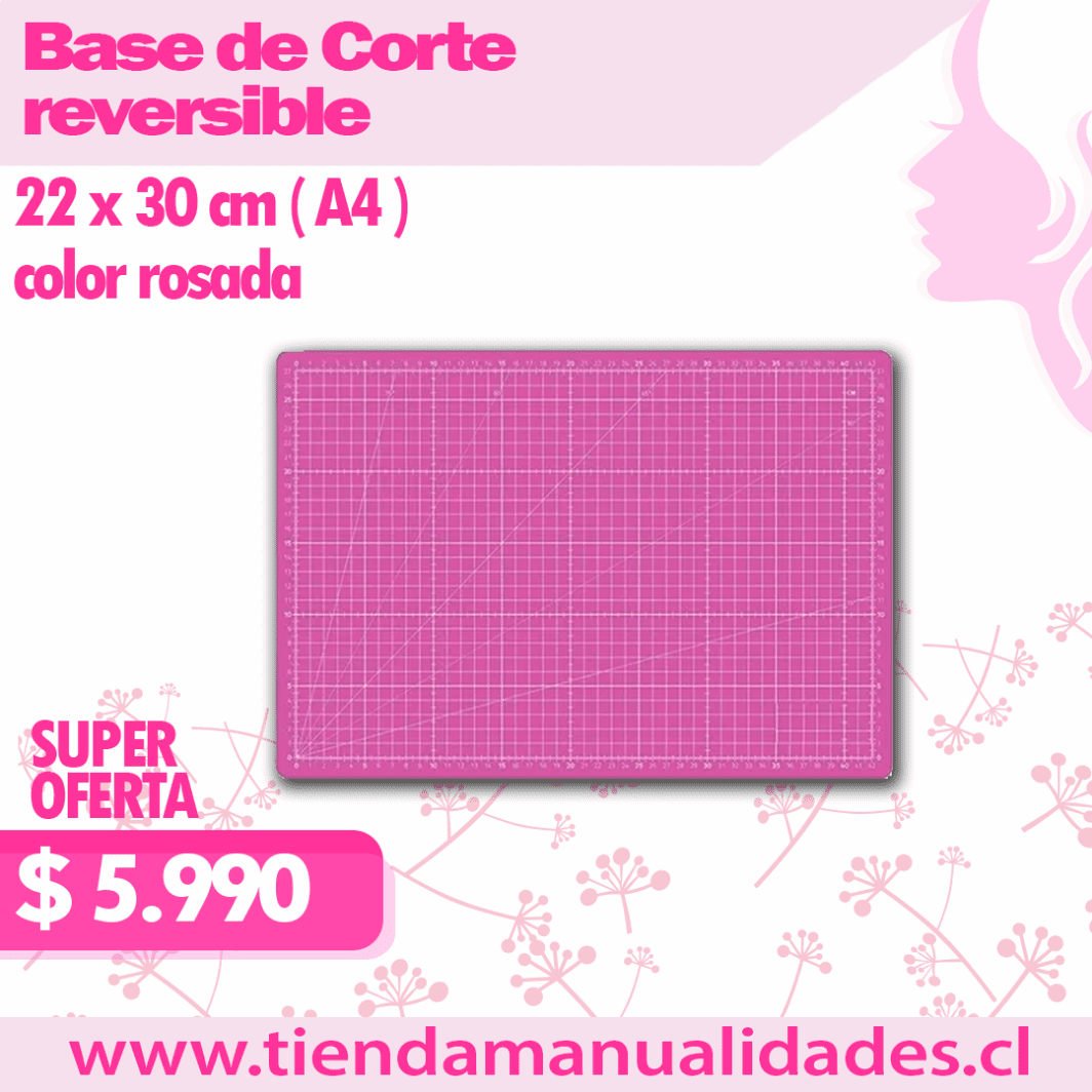 BDC 05 Base de Corte Reversible  22 x 30 cm  A4  Color Rosado