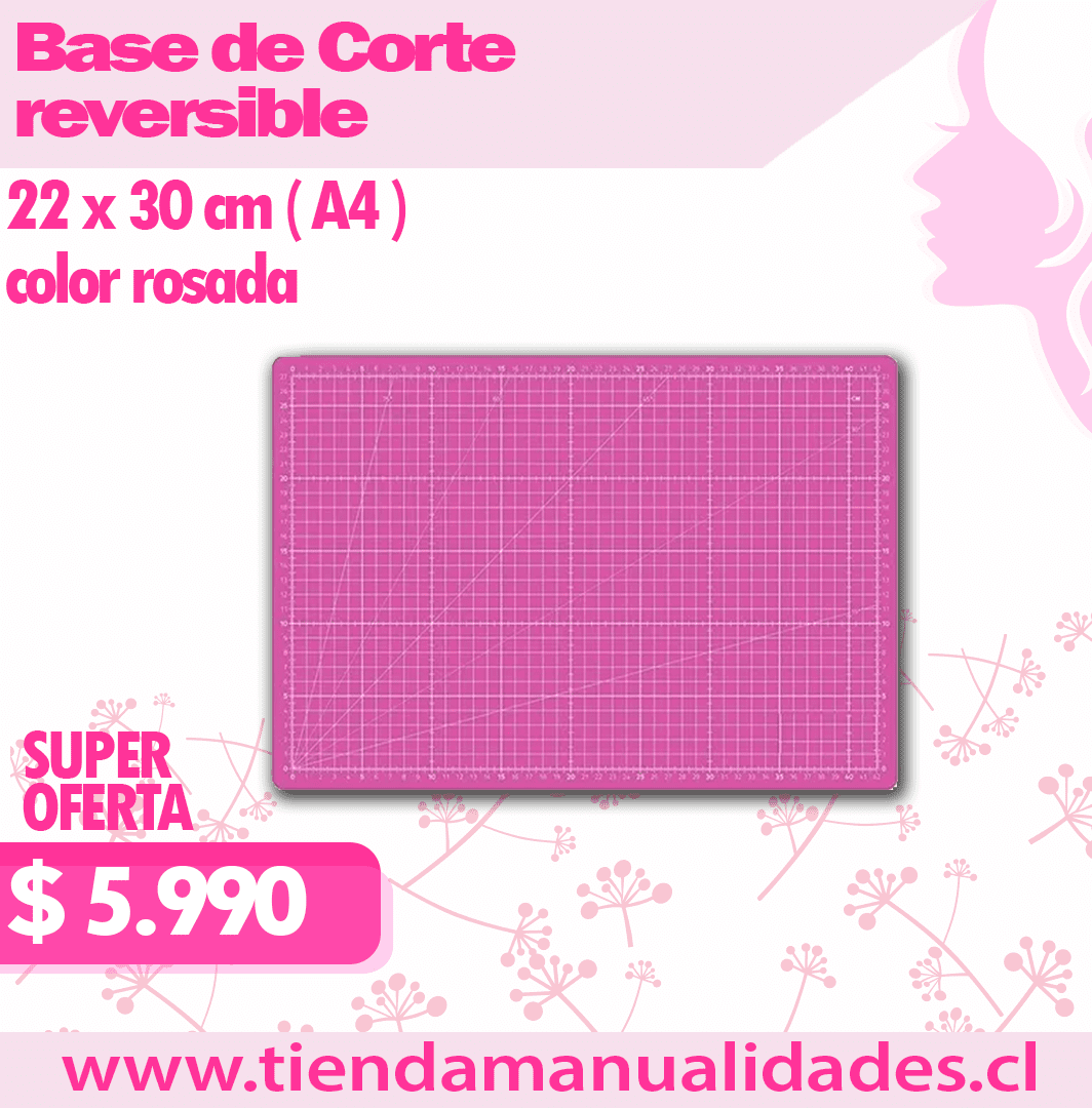 BDC 05 Base de Corte Reversible  22 x 30 cm  A4  Color Rosado
