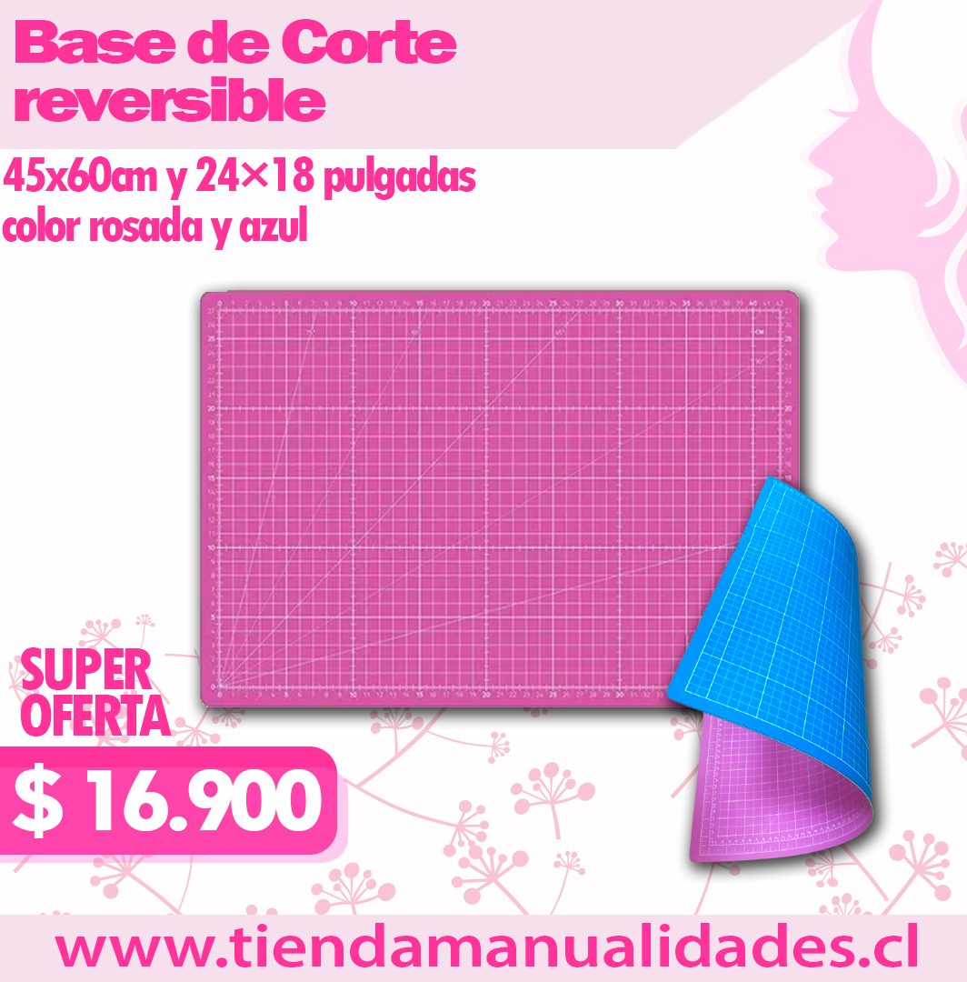 BDC 01 Base de Corte Reversible  45cm x 60cm  y 24 x 18 " color Rosada y Azul