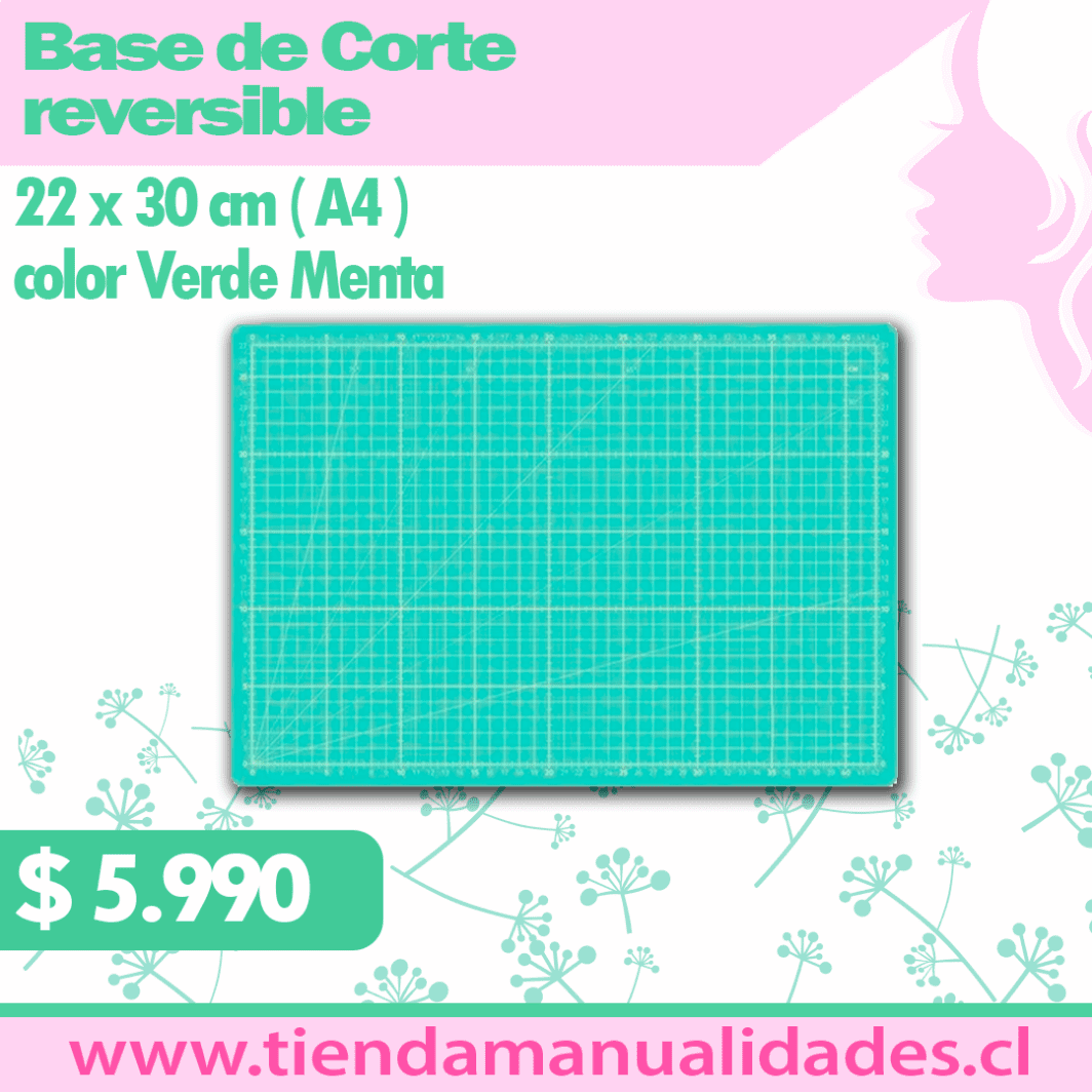 BDC 02 Base de Corte Reversible 22cm x 30cm  A4 Color Verde Menta