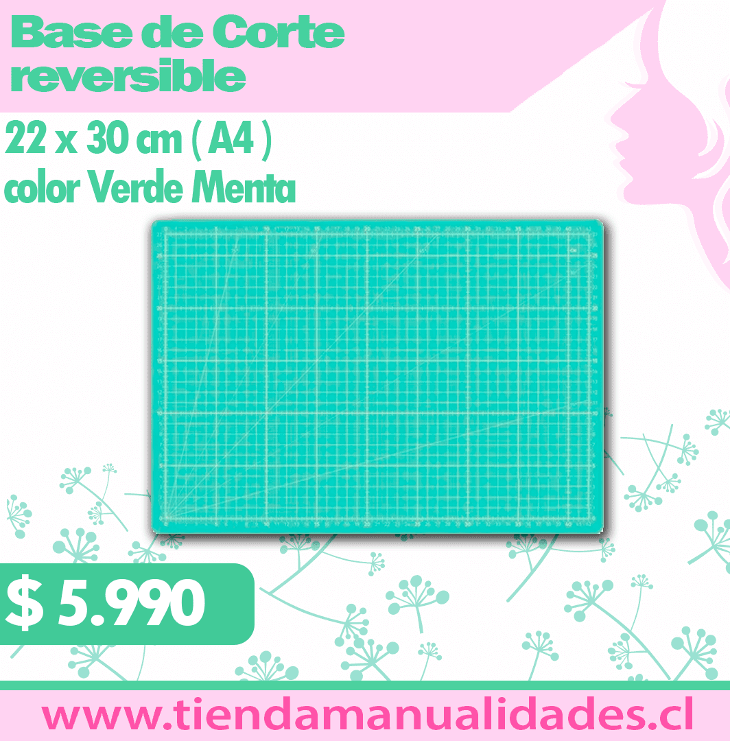 BDC 02 Base de Corte Reversible 22cm x 30cm  A4 Color Verde Menta