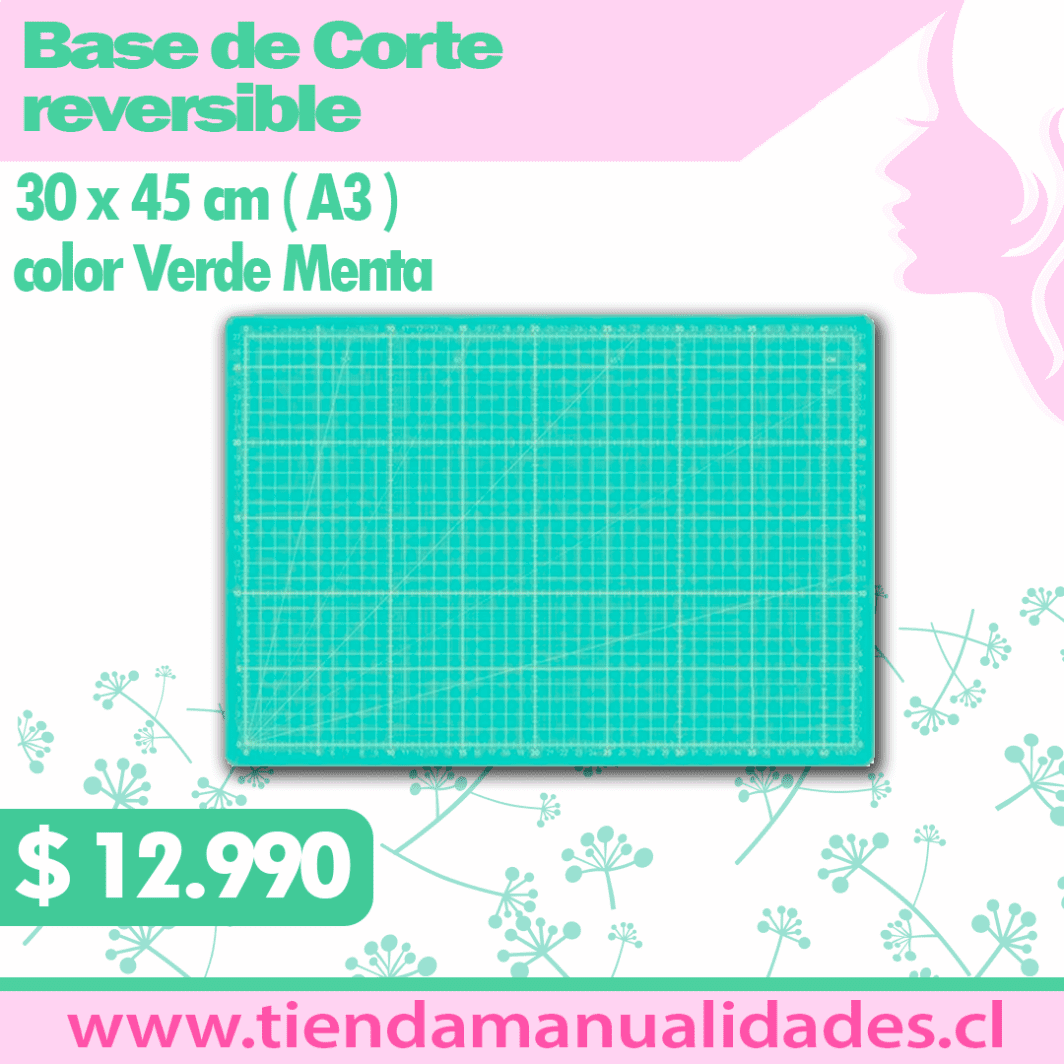 BDC 03 Base de Corte Reversible 30cm x 45 cm A3 Color Verde Menta