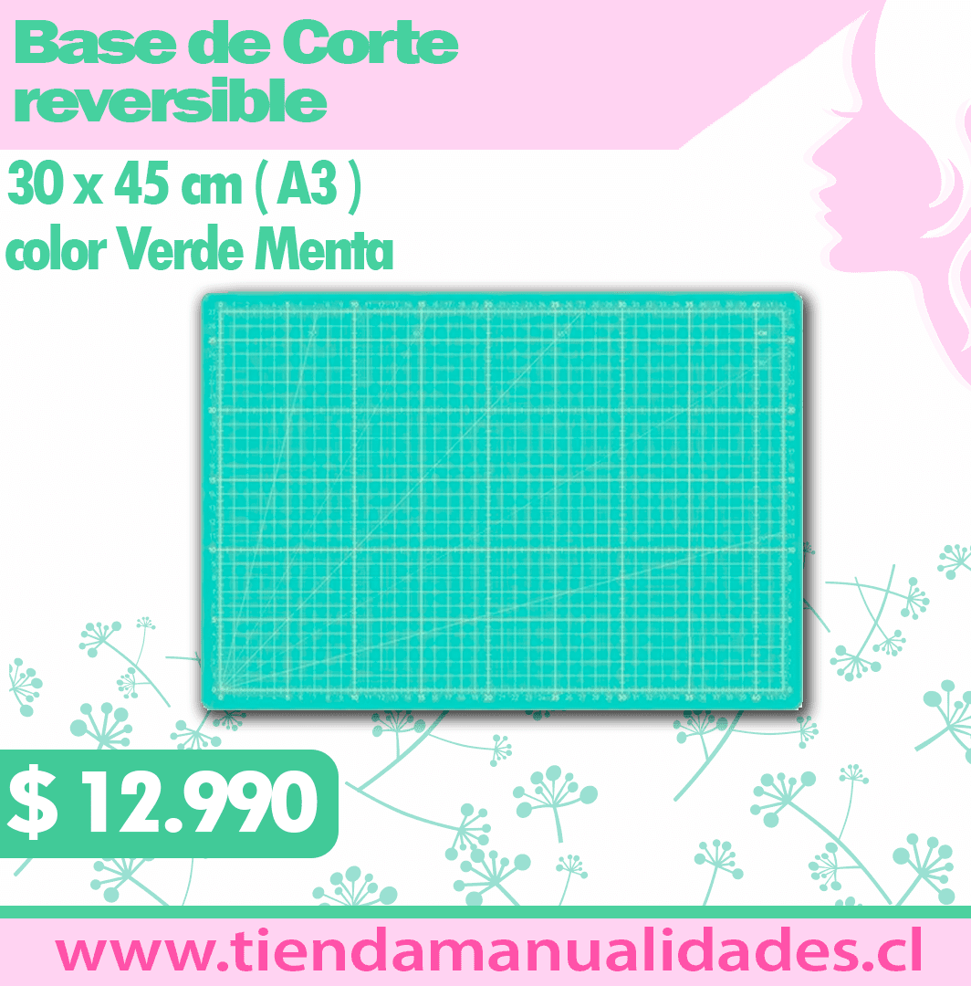 BDC 03 Base de Corte Reversible 30cm x 45 cm A3 Color Verde Menta