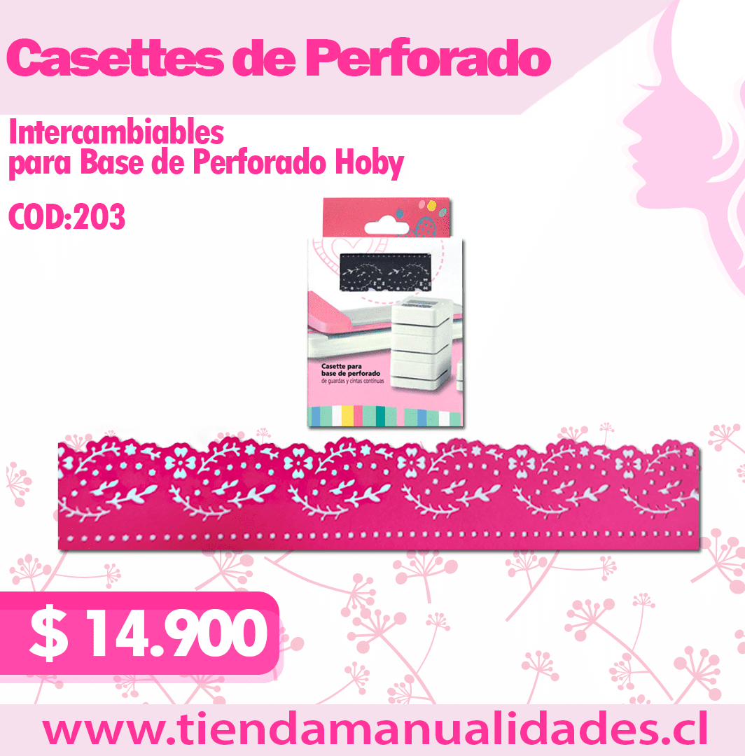 CBP-203- Casette para perforadora HOBY- FLORES Y HOJAS -ENTREGA INMEDIATA