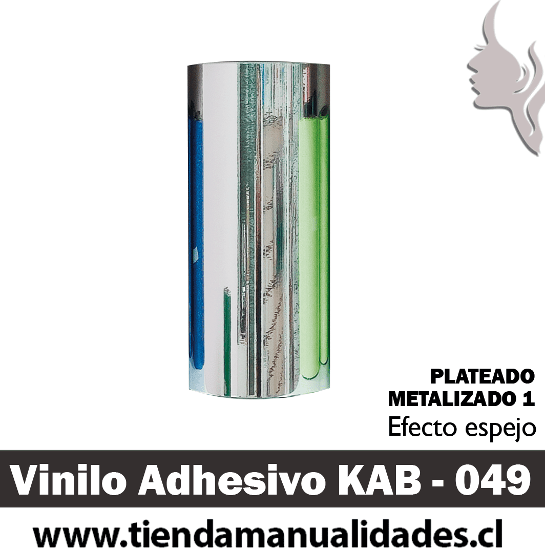 KAB-049 Vinilo Adhesivo Decorativo Plateado Metalizado Efecto Espejo Premium (30cm x 1m largo)