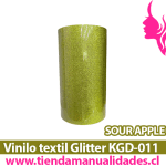 KDG-011_Vinilo Textil Glitter Sour Apple  ( 1 m de largo x 25 cm ancho )