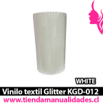 KDG-012_Vinilo Textil Glitter White  ( 1 m de largo x 25 cm ancho )