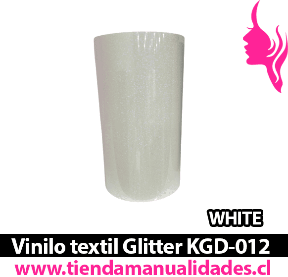 KDG-012_Vinilo Textil Glitter White  ( 1 m de largo x 25 cm ancho )