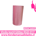 KDG-017_Vinilo Textil Glitter Rose Gold  ( 1 m de largo x 25 cm ancho )