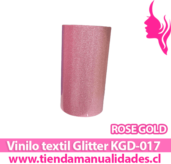 KDG-017_Vinilo Textil Glitter Rose Gold  ( 1 m de largo x 25 cm ancho )