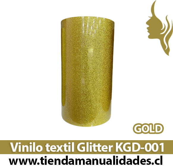 KDG-001_Vinilo Textil Glitter Gold   ( 1 m de largo x 25 cm ancho )