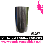 KDG-003_Vinilo Textil Glitter Black   ( 1 m de largo x 25 cm ancho )