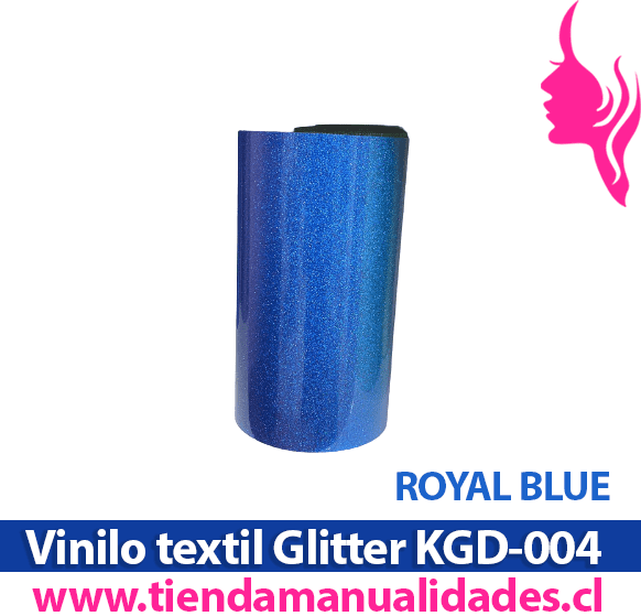 KDG-004_Vinilo Textil Glitter Royal Blue   ( 1 m de largo x 25 cm ancho )