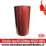 KDG-005_Vinilo Textil Glitter Red   ( 1 m de largo x 25 cm ancho )