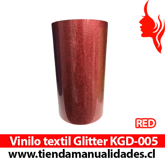 KDG-005_Vinilo Textil Glitter Red   ( 1 m de largo x 25 cm ancho )