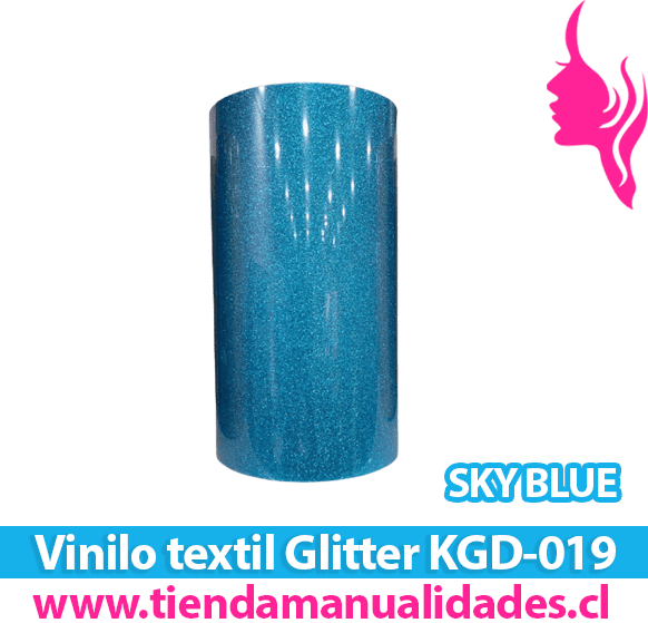 KDG-019_Vinilo Textil Sky Blue  ( 1 m de largo x 25 cm ancho )