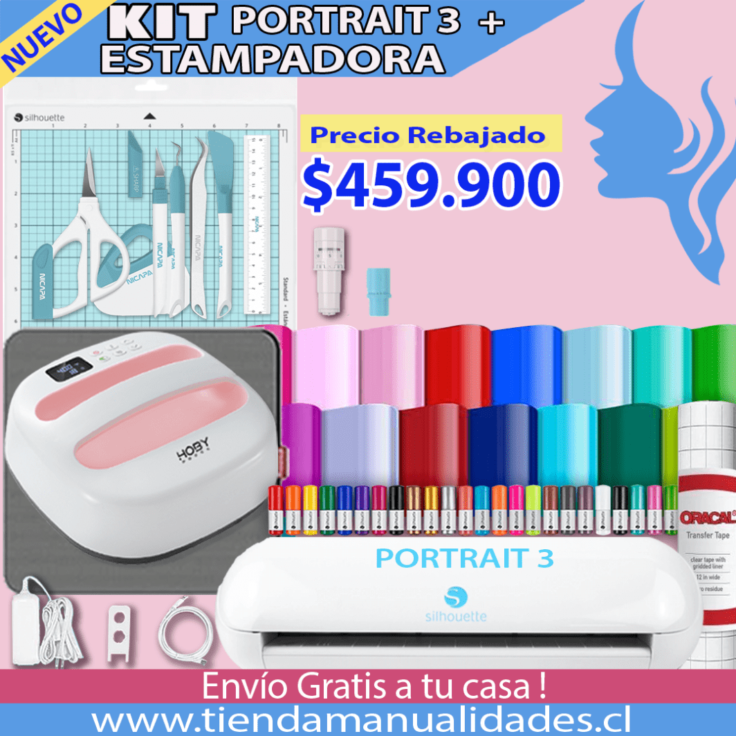 APY-56P Kit Silhouette Portrait 3 Estampadora Hoby 24x24cm - ENTREGA INMEDIATA