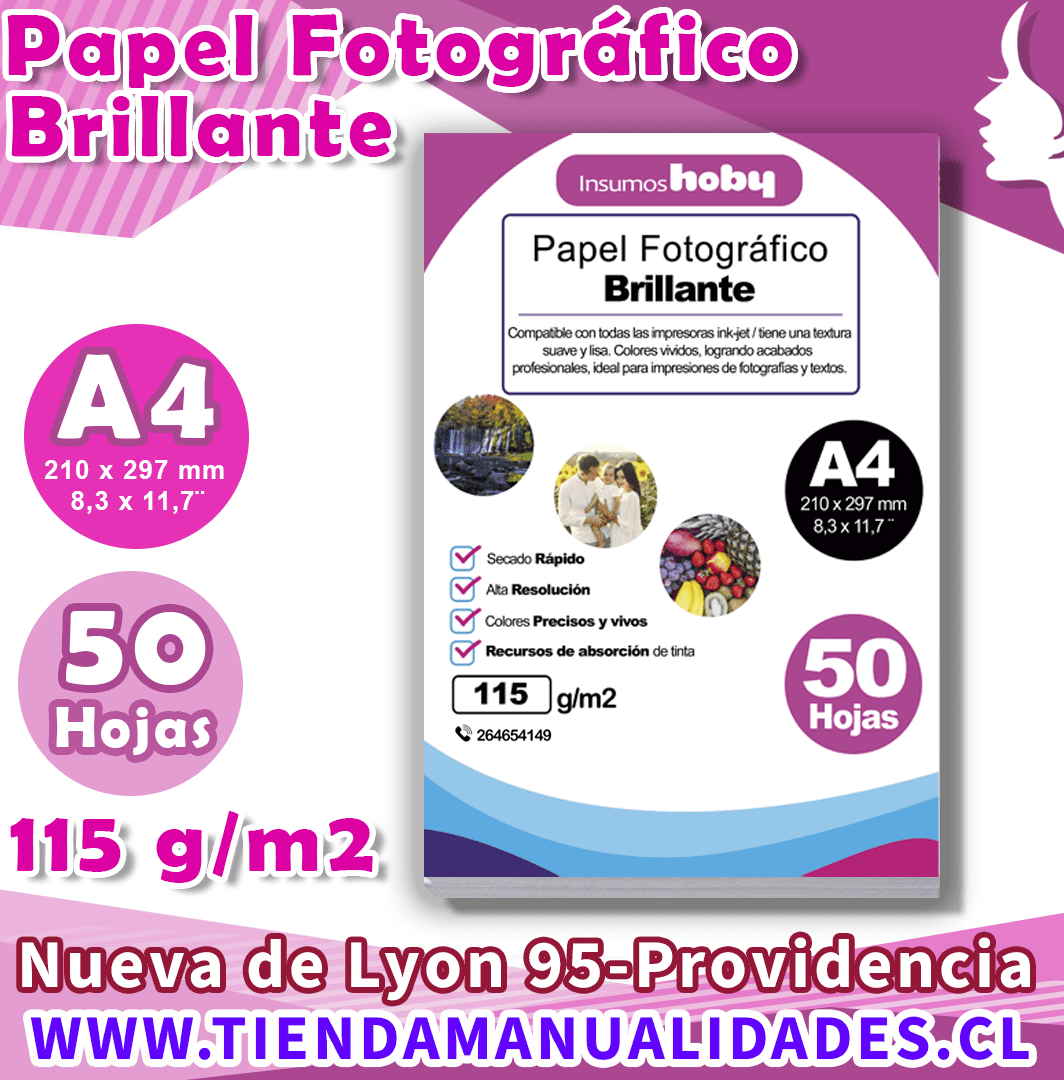 AIP-01 PAPEL FOTOGRÁFICO GLOSSY 115 gr / A4 - 50 Hojas - ENTREGA INMEDIATA