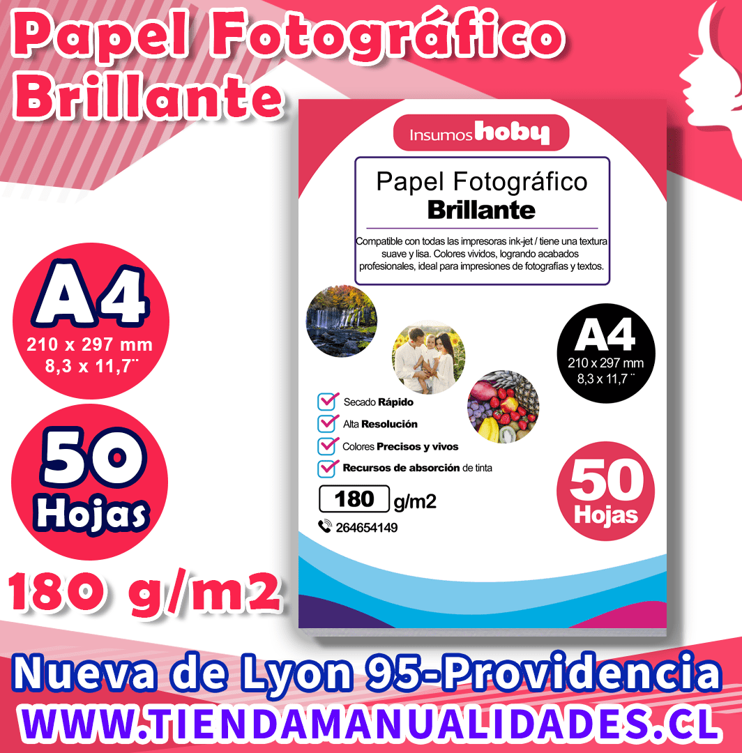 AIP-04 PAPEL FOTOGRÁFICO GLOSSY 180 gr / A4 - 50 Hojas - ENTREGA INMEDIATA