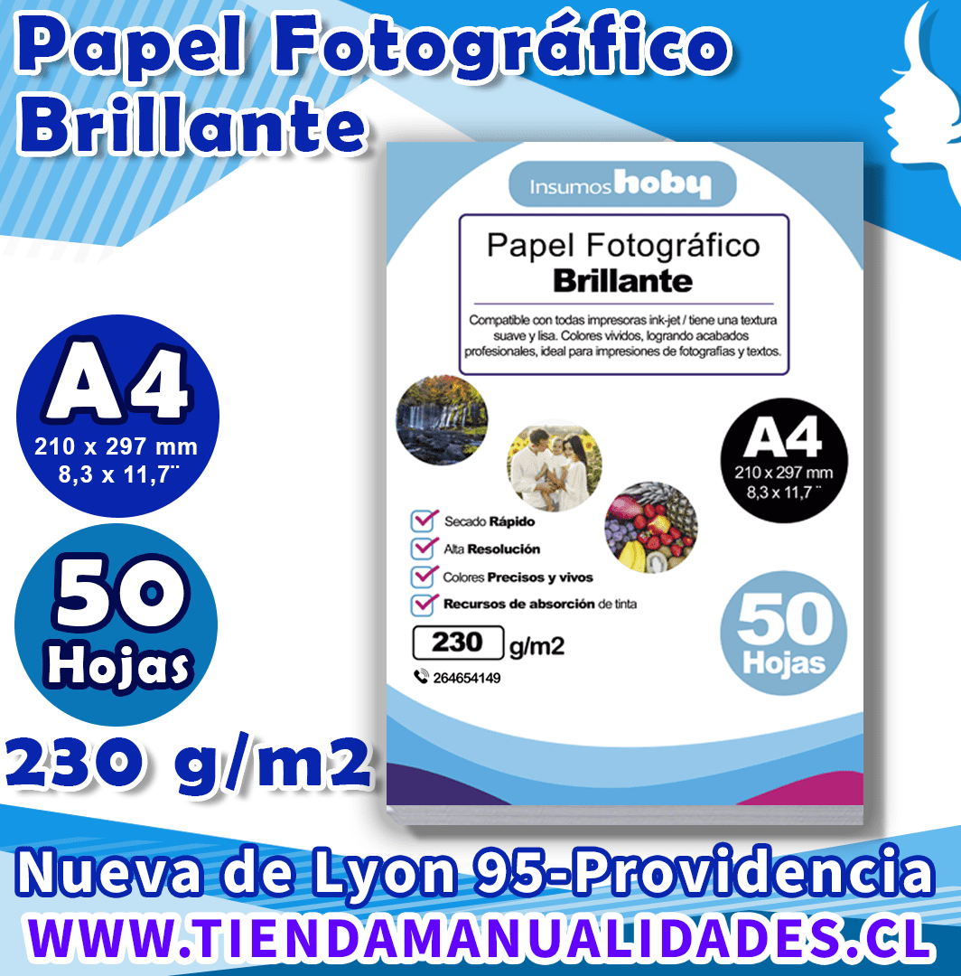 AIP-03 PAPEL FOTOGRÁFICO GLOSSY 230 gr / A4 - 50 Hojas - ENTREGA INMEDIATA