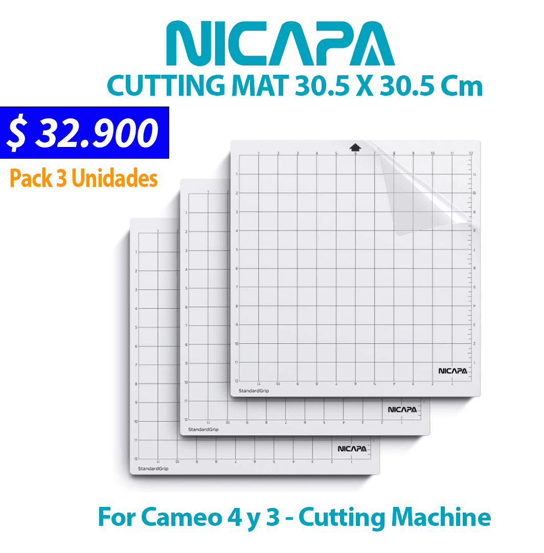 NI-C04 -SET 3 UNIDADES-Mat Corte ( TAPETE) NICAPA 30.5 x 30.5 Cm, For Cameo 4 y Cameo 3