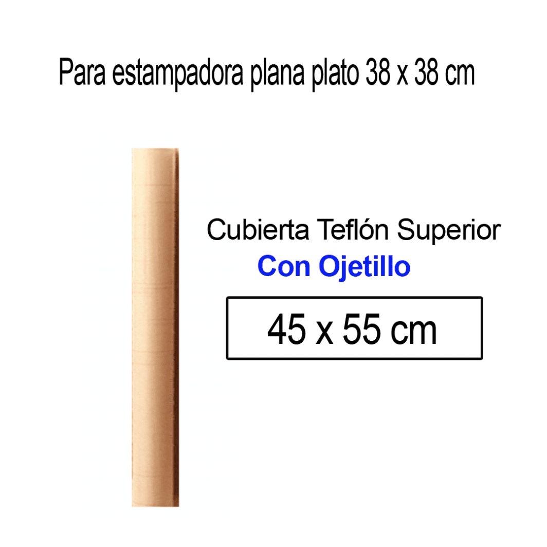 PTFE Teflón Con Ojetillos -Cubierta Superior de 45 x 55 cm, para uso estampadora de calor