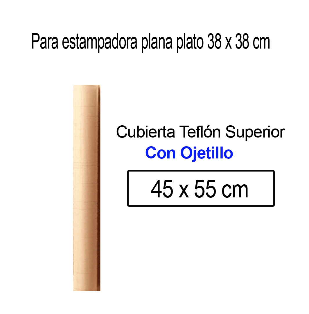 PTFE Teflón Con Ojetillos -Cubierta Superior de 45 x 55 cm, para uso estampadora de calor