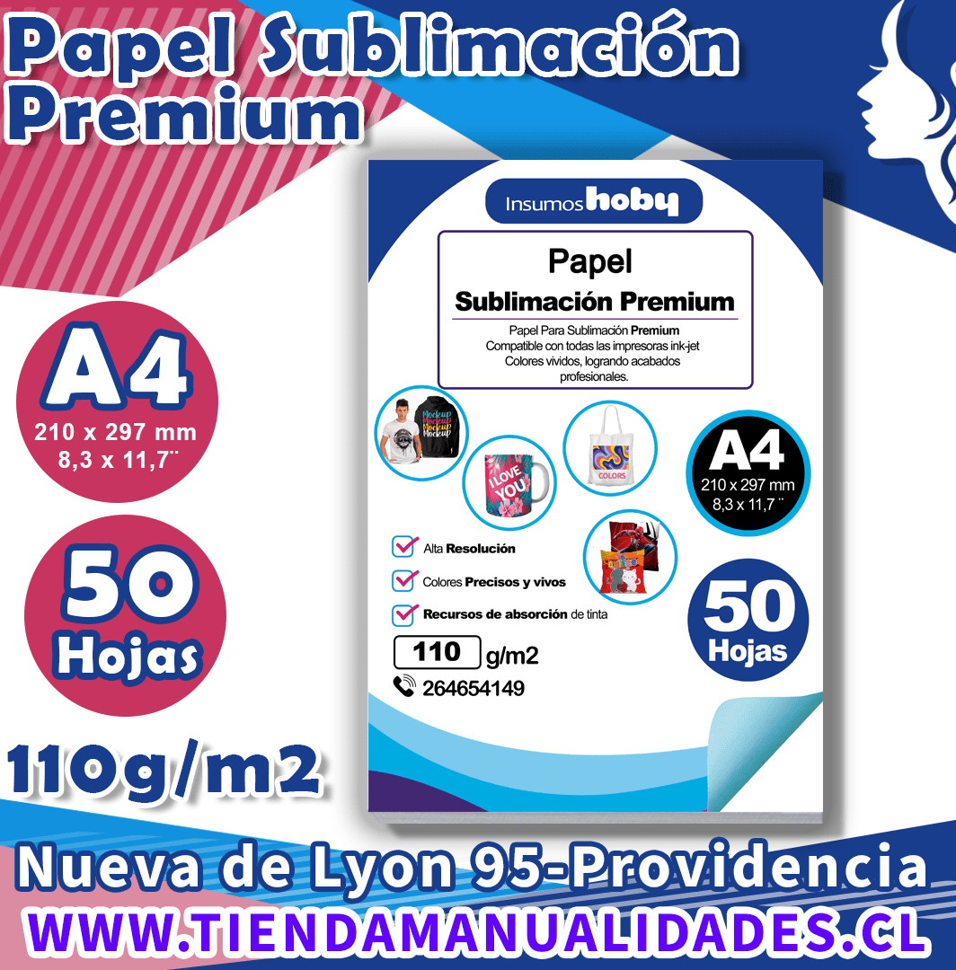 AIP-06 PAPEL DE SUBLIMACIÓN PREMIUM / A4/ 110 GR - 50 Hojas - ENTREGA INMEDIATA