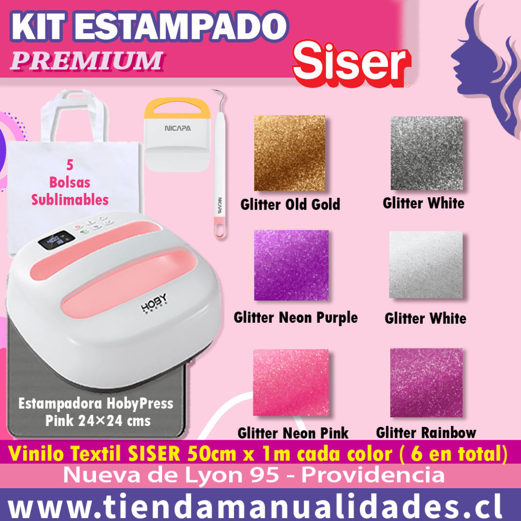 ES175 Kit Estampado Premium HobyPress Pink 24x24 cms - Envío gratis - Entrega Inmediata