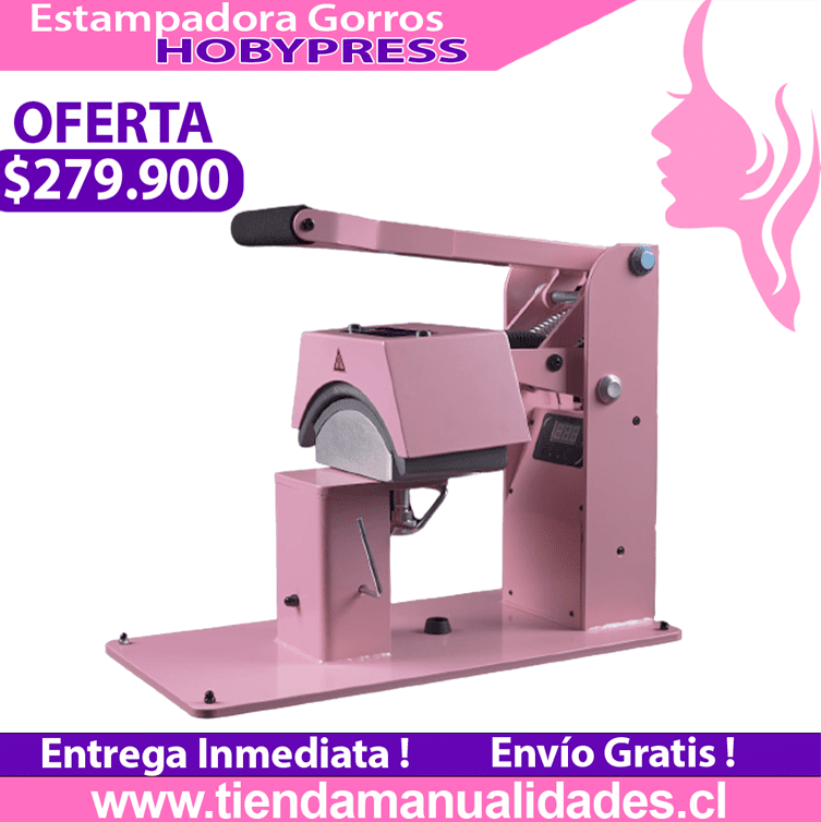 ES190 Estampadora de Gorros HobyPress Max Pink - Entrega Inmediata