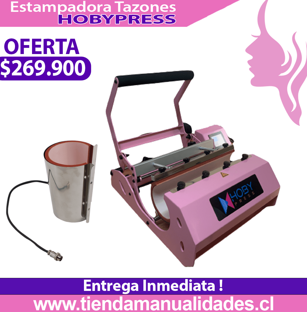 ES180 Estampadora de Tazones HobyPress Max Pink - Entrega Inmediata