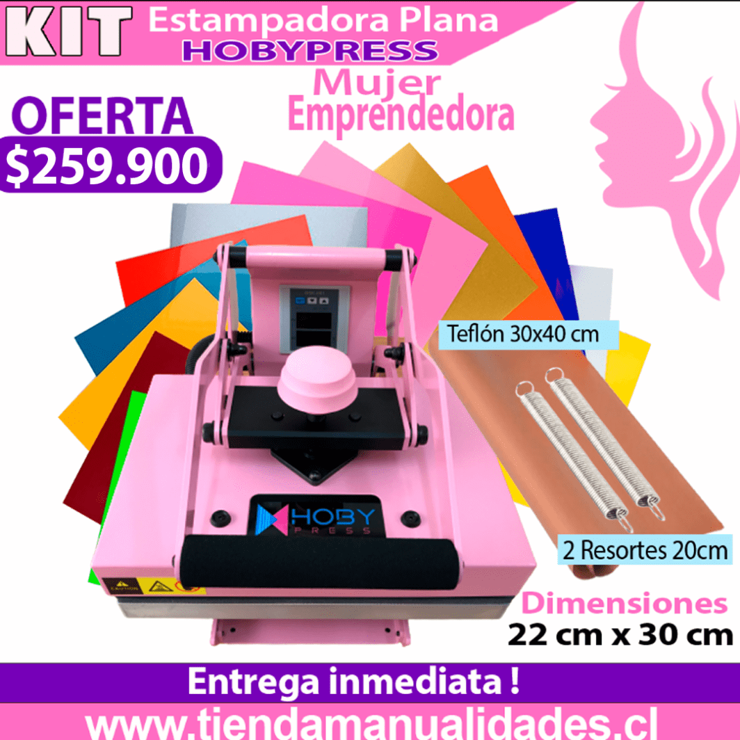 ES170 Kit- Estampadora Plana HobyPress Pink 22x30cm - Entrega Inmediata