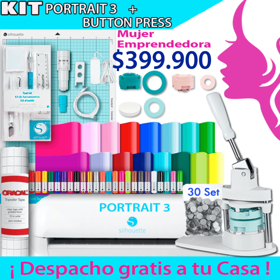 A44 Kit Mujer Emprendedora Portrait 3 + Button Press - Envío Gratis - Entrega Inmediata