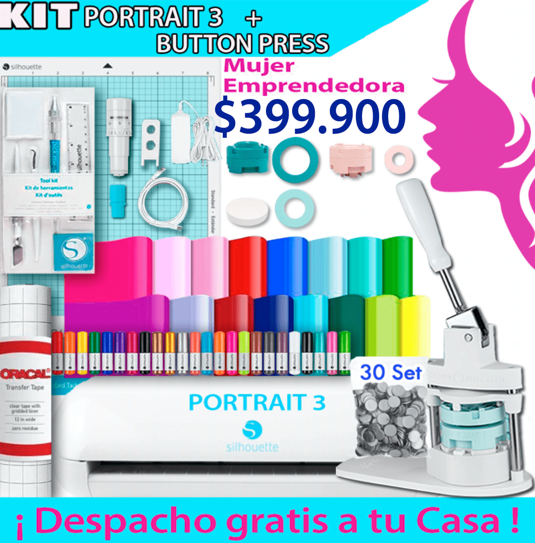 A44 Kit Mujer Emprendedora Portrait 3 + Button Press - Envío Gratis - Entrega Inmediata