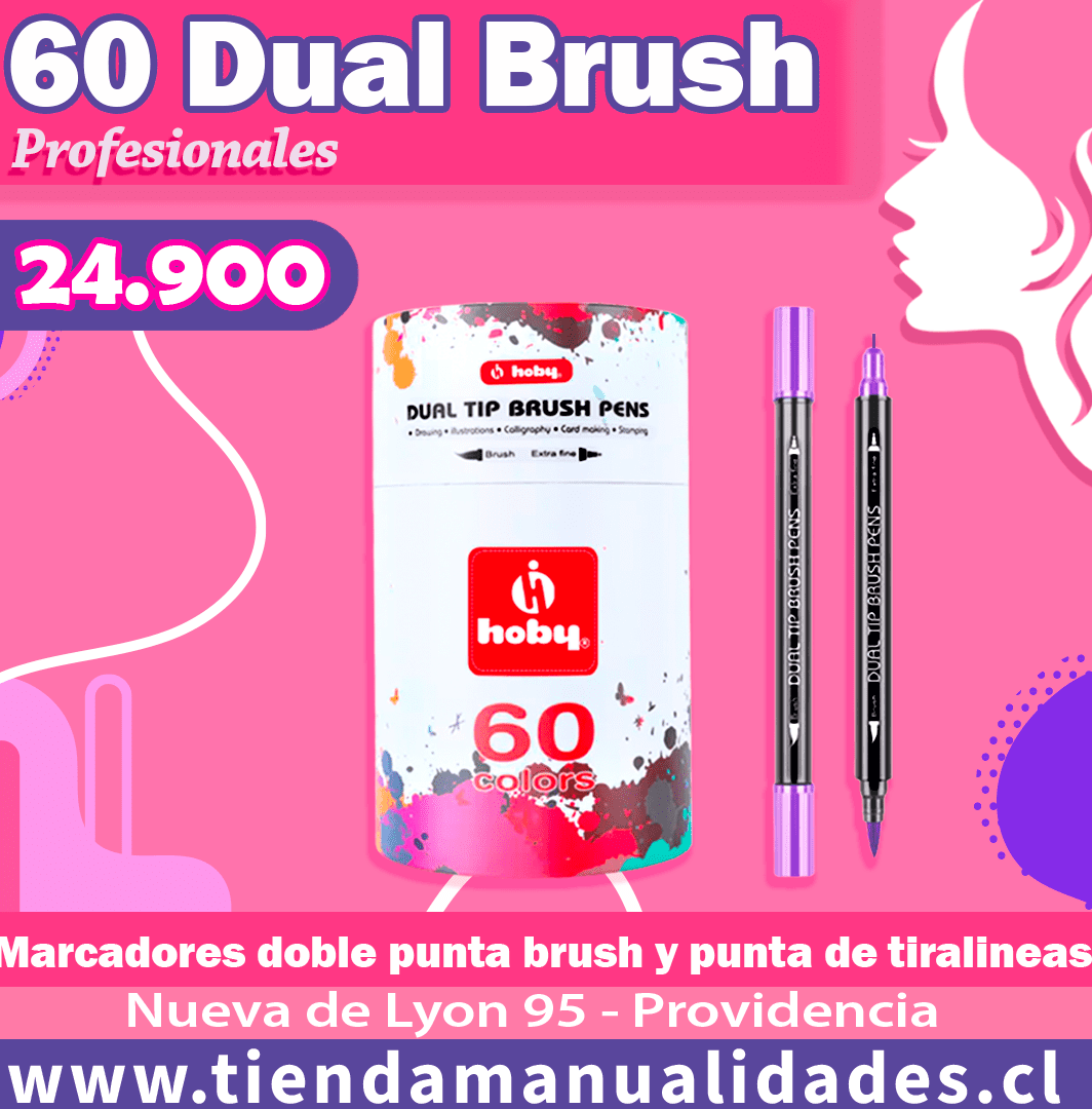 AMH 04-MARCADORES DUAL BRUSH PROFESIONALES - 60 UNIDADES HOBY - ENTREGA INMEDIATA