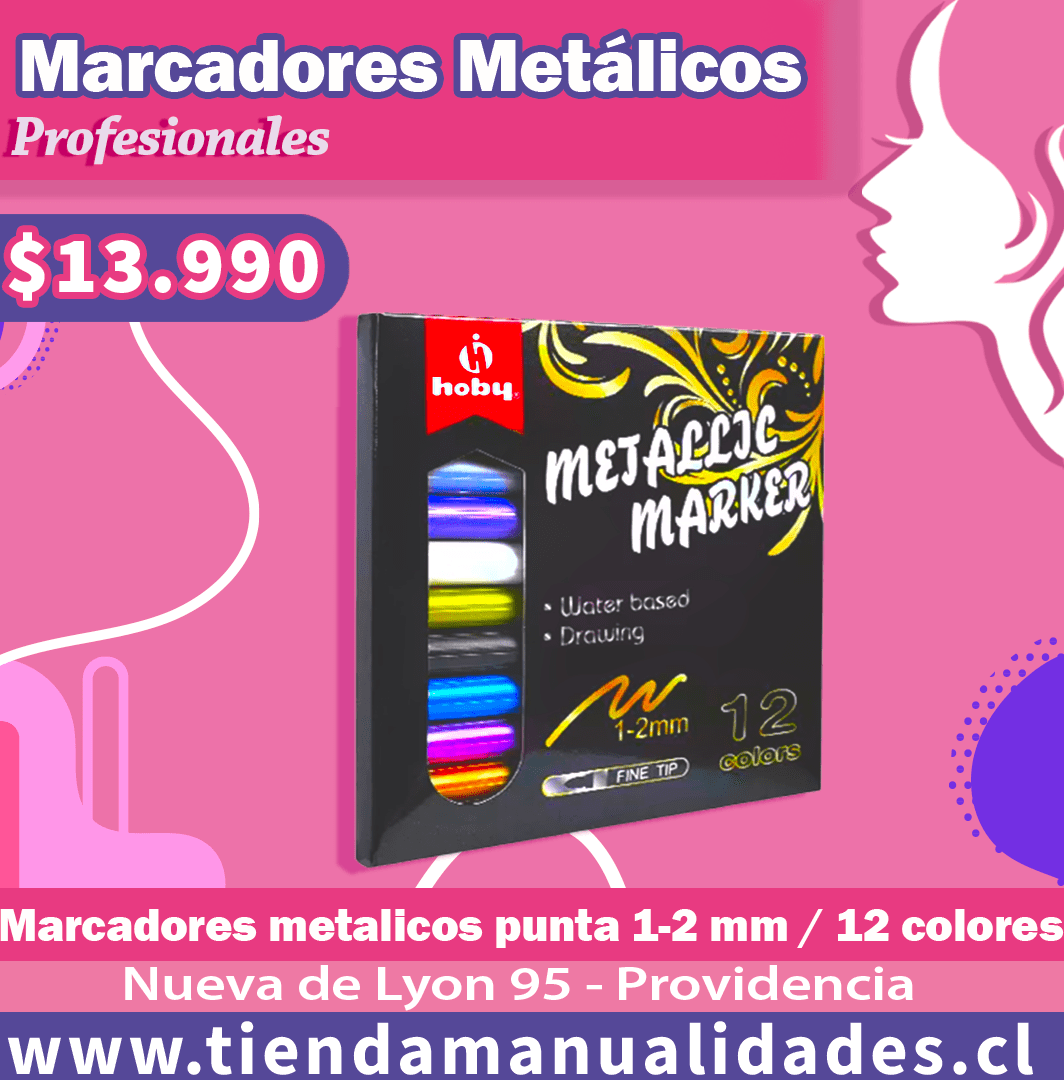 AMH 05-MARCADORES METÁLICOS PROFESIONALES - 12 UNIDADES HOBY - ENTREGA INMEDIATA