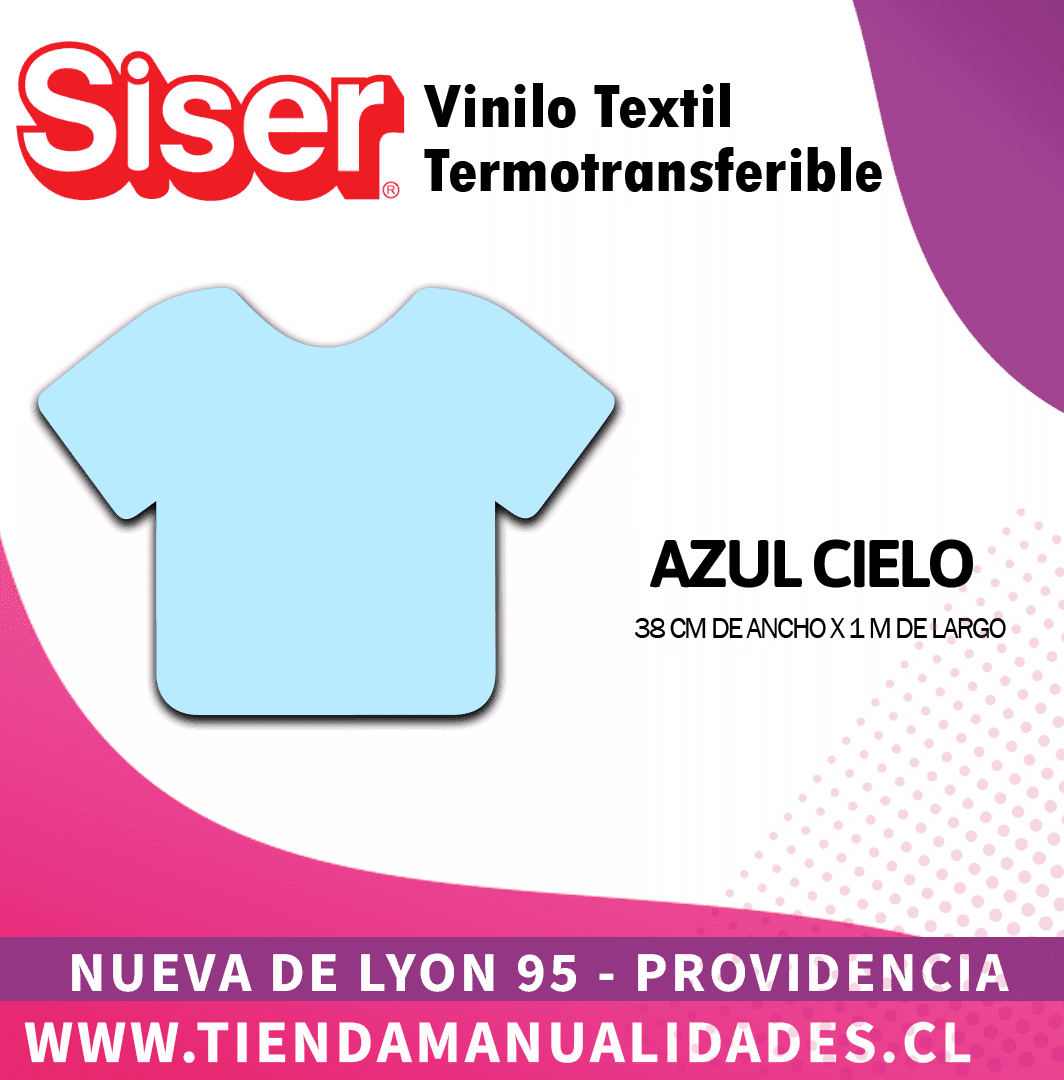 20 _Vinilo Textil SISER / AZUL CIELO ( 38 CM X 1 M )