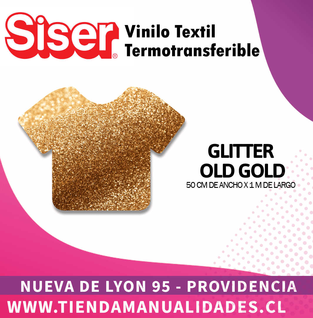 08 _Vinilo Textil SISER / GLITTER OLD GOLD ( 50 CM X 1 M )