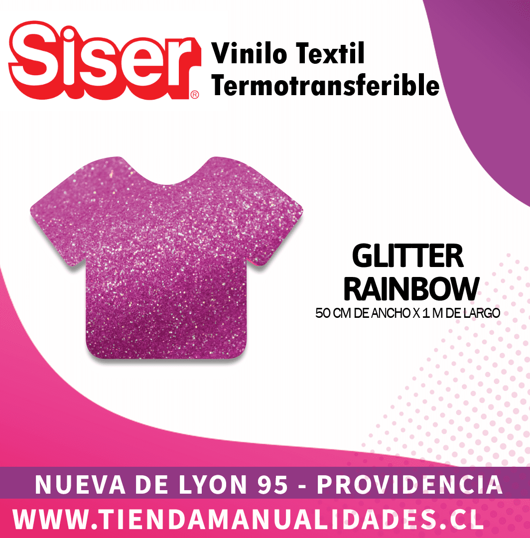 03 _Vinilo Textil SISER / GLITTER RAINBOW ( 50 CM X 1 M )