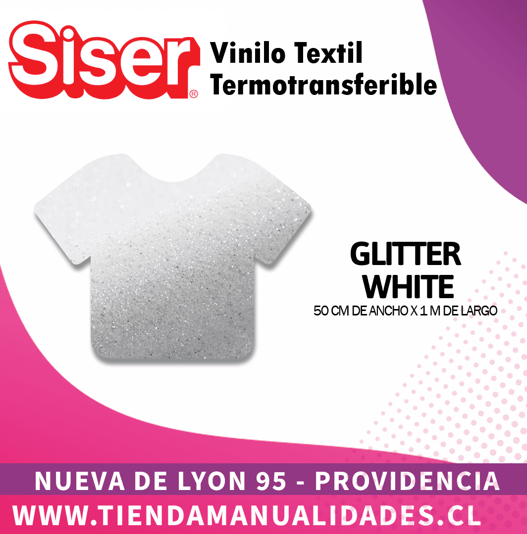04 _Vinilo Textil SISER / GLITTER WHITE ( 50 CM X 1 M )