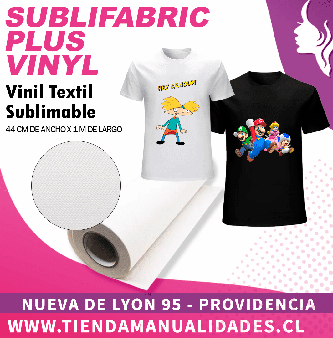 001_Vinilo Textil Imprimible Sublifabric Plus Vinyl ( 1 m de largo x 44 cm ancho )