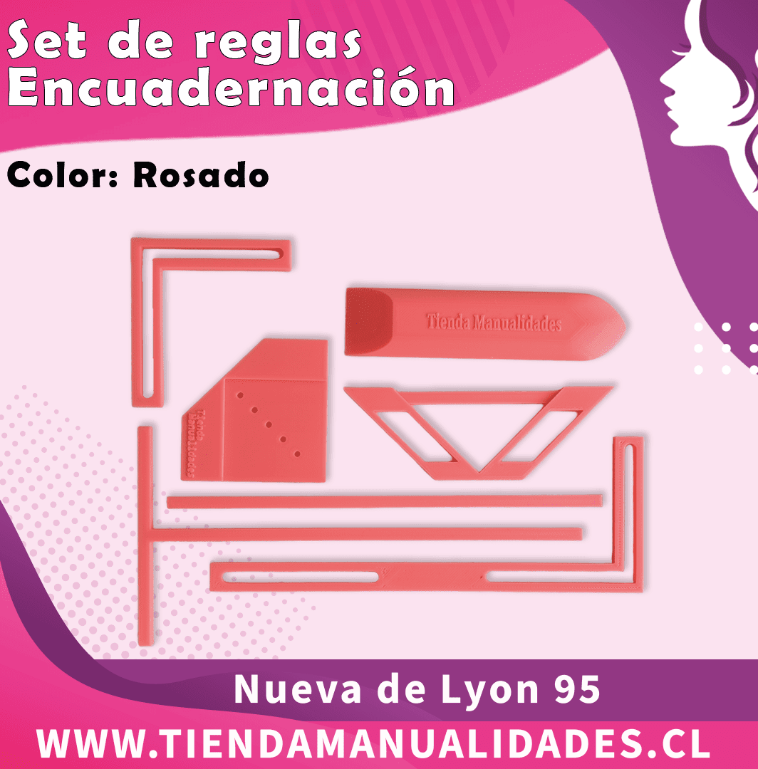 Set de reglas para encuadernar ROSADA - Entrega Inmediata