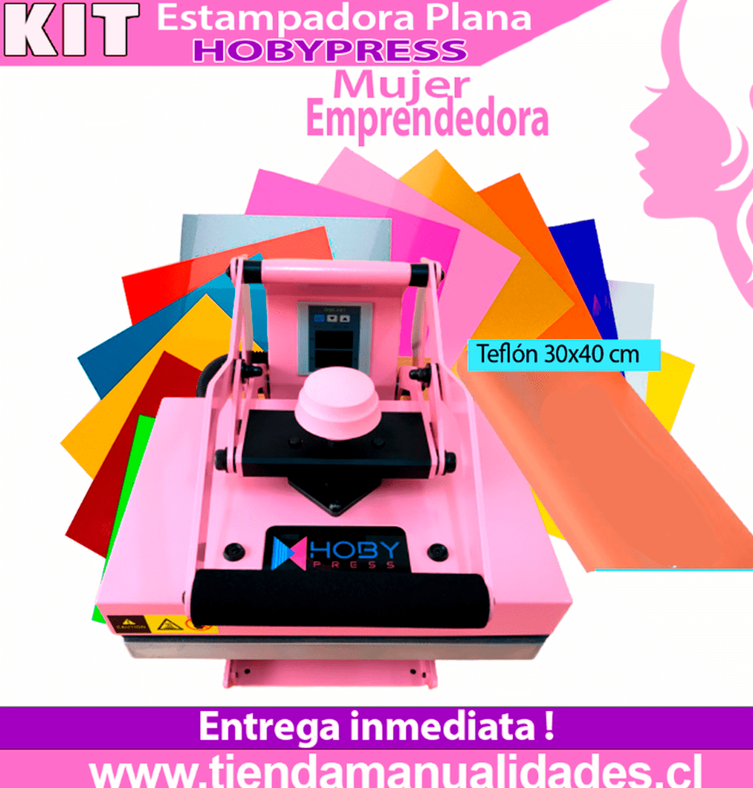 AHB04 Kit- Estampadora Plana HobyPress Pink 22x30cm - Entrega Inmediata