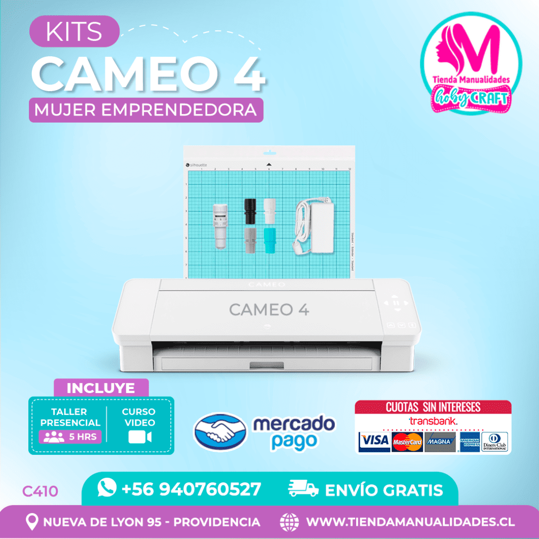 C410 Plotter Silhouette Cameo 4 + Taller presencial – Envío gratis – Entrega inmediata