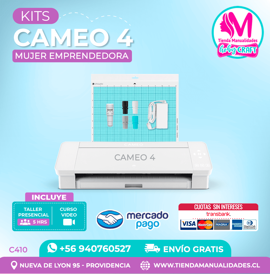 C410 Plotter Silhouette Cameo 4 + Taller presencial – Envío gratis – Entrega inmediata